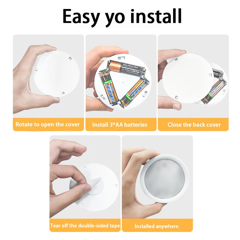 Smart Remote Control Cabinet Light Battery Powered Night Light Dimmable Warm/White Light Kitchen Light Closet Aisle Stairs Light