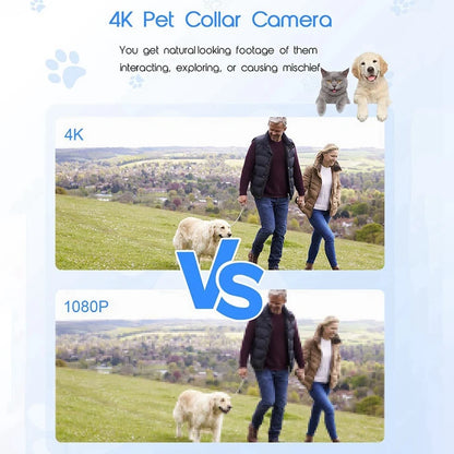 4K 30Hz Pet Collar Camera, Animal Vlog Camera Mini Action Camera For Video Records Dog Collar Camera