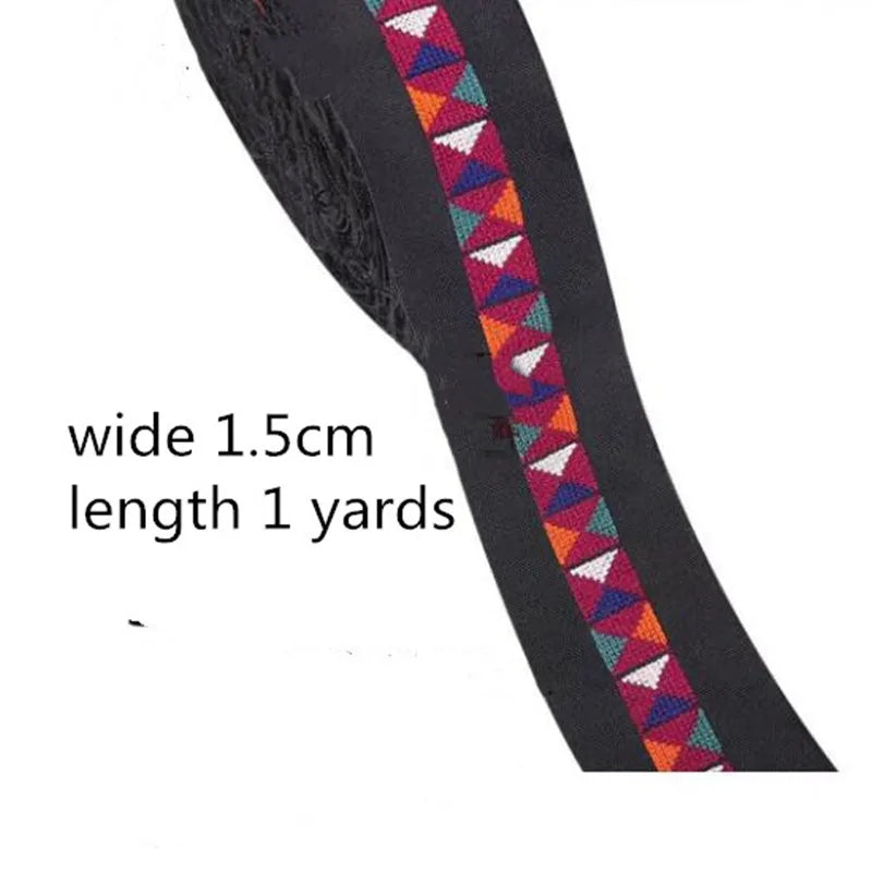 1 Yards Ethnic Embroidered Ribbons Trim DIY for Decoration Handcraft Apparel Sewing