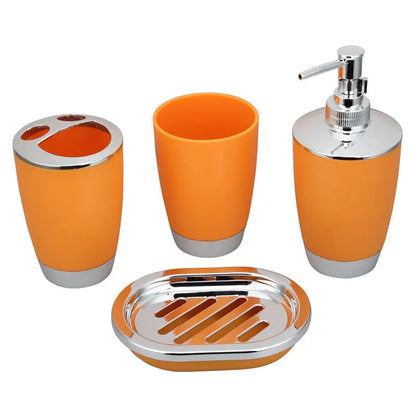 Plastic Bamboo Plastic Combination Bathroom Set, Toilet Accessories, Imitation Resin, 1 Set, 4 Piece Set