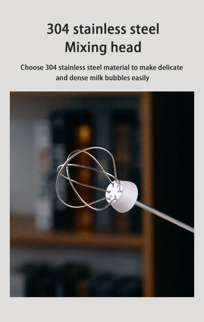 BINCOO Electric Milk Foamer Blender Stainless Steel Handheld Milk Frother Wireless Coffee Whisk Mixer Egg Beater Kitchen Tools