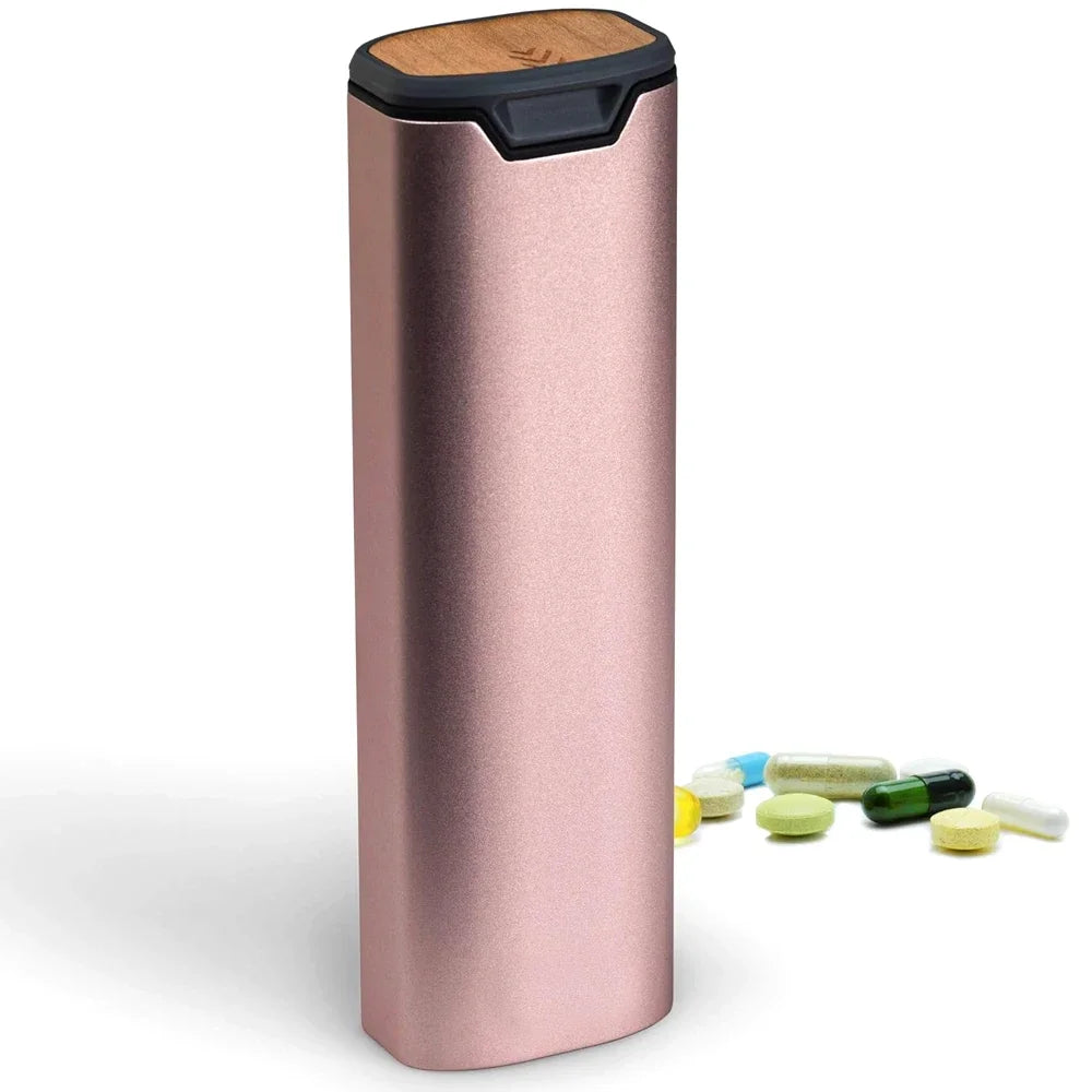 1Pcs 7 Day Weekly Pill Organizer,Premium Stylish Aluminum and Wood Large Capacity Pill Box for Supplements,Vitamins and Medicine