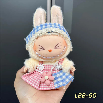Labubu can wear baby clothes vinyl cloth 17cm doll cute change casual suit skirt plush clothes