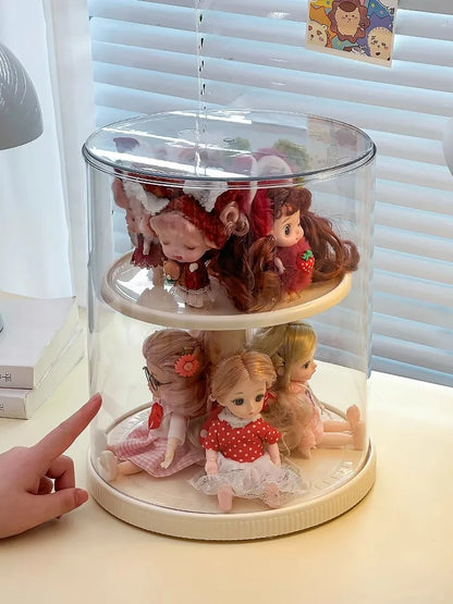 Labubu Rotating Display Box, Transparent Acrylic, Plush Doll Hand-Made Dust-Proof Labubu Pendant Storage Box.