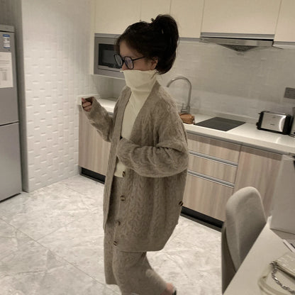 Women Sweater Winter 2 Piece Sets Elegnat Knitted Suits Female Sweaters Vintage Womens Skirt High Waist Autumn Vintage Vestidos