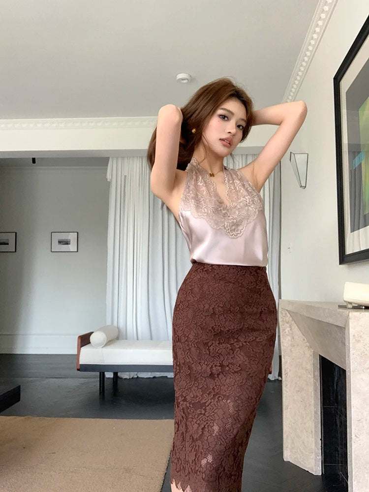 Casual Female Work Wear Office Shirts and Blouses Korean Basic Lace Shirts Women Vintage Clothing Chiffon Top