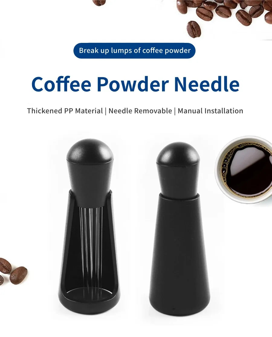 Espresso Coffee Stirring Tool, Coffee Powder Stirrer, Needle Distributor, Wood Handle, Barista Hand Distribution Tool