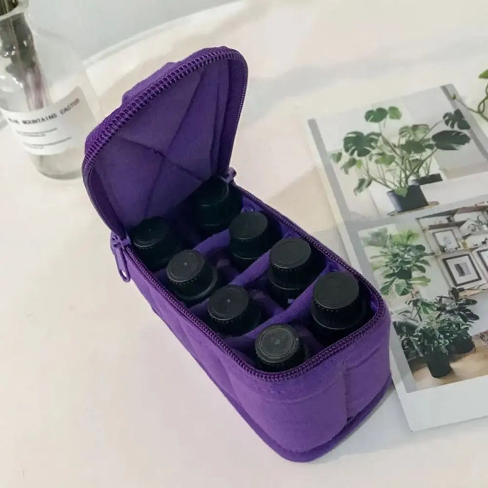 8-Grid Essential Oils Carry Case Moisture-proof Shockproof Cosmetic Organizer Box Handle Convenient Essential Oils Container