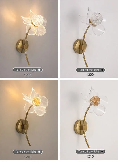 LED Wall Lamp Modern Luxury Flower Shaped Decorative Light Bedroom Bedside Study Dining Room Living Room Background Wall Lamp