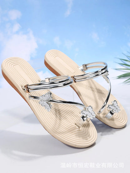 2023 New Butterfly Toe Sandals, Beach Sandals, Occidental Slippers, Chinese Feminis  Wedding Shoes Bride  Womens Shoes