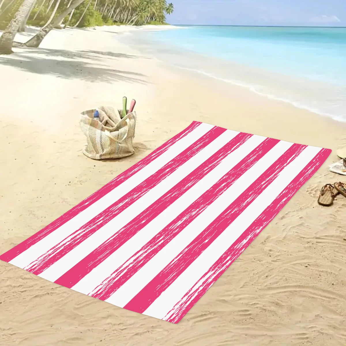 1pc Striped beach towels, ultra-fine fiber beach towels, multifunctional beach towels for swimming and shower rooms