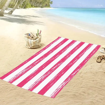 1pc Striped beach towels, ultra-fine fiber beach towels, multifunctional beach towels for swimming and shower rooms