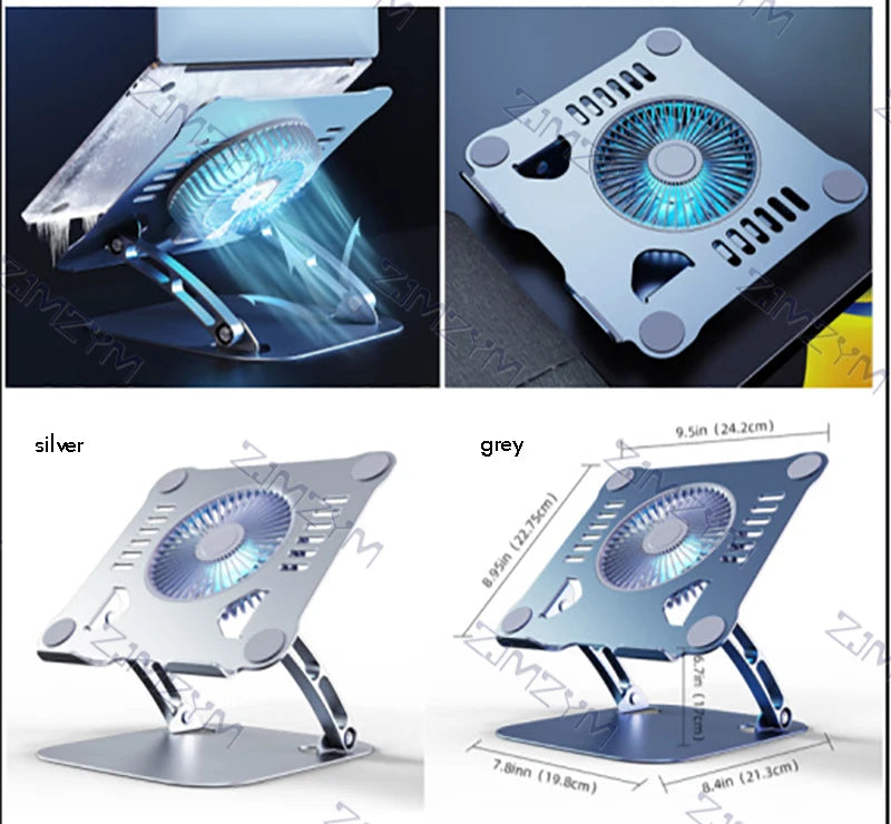 Aluminum Laptop Stand with Cooling Fan Ergonomic Notebook Foldable Cooler Laptop  Adjustable Aluminum Laptop Stand