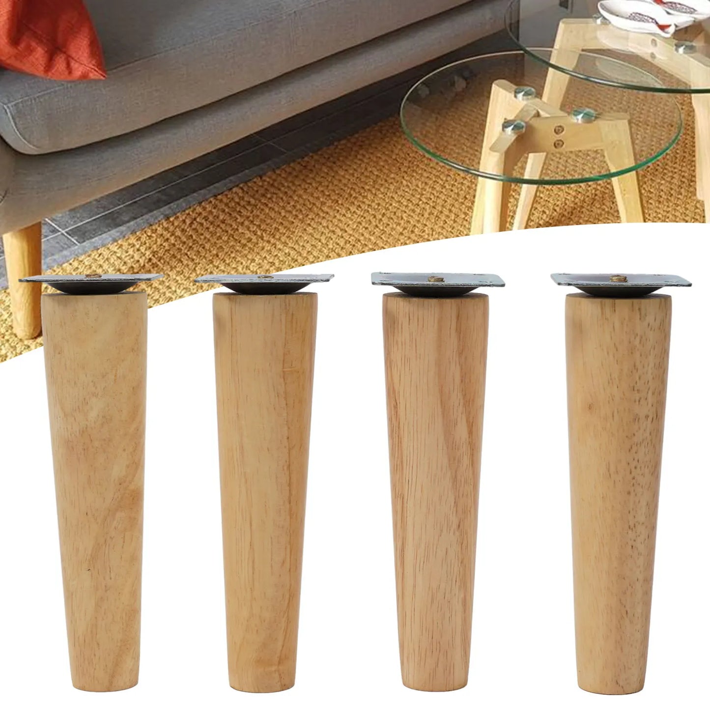 4PCS Sofa Leg Furniture Leg Screw Solid Wood Leg Wooden Table Cabinet Leg Furniture Parts Home Floor Protector