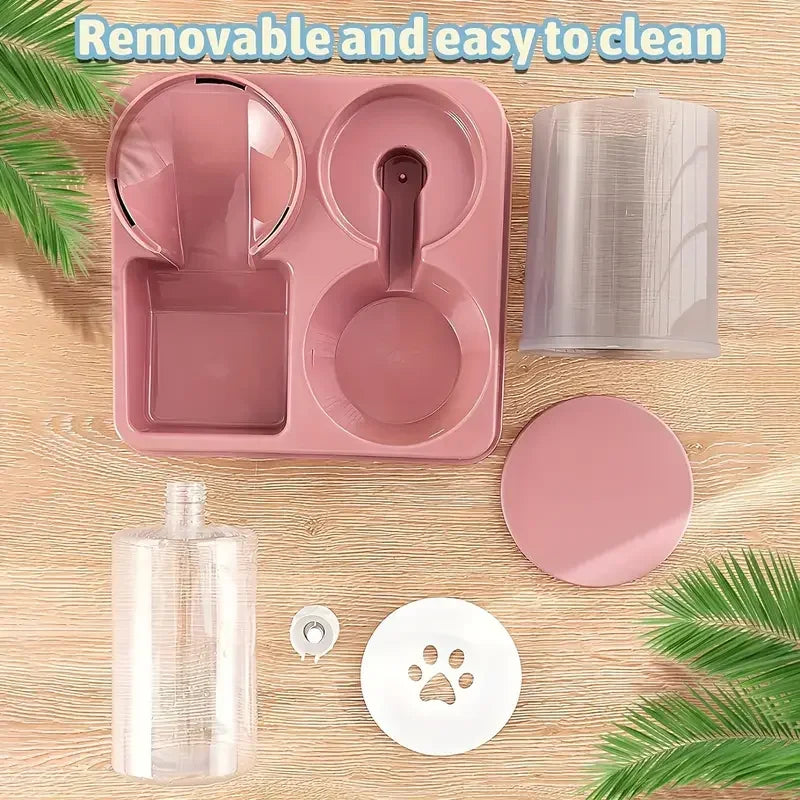 Automatic Cat Feeder Water Dispenser Set 2 In 1 Tilted Automatic Pet Food And Water Feeder Gravity Food Feeder and Waterer