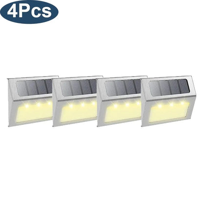 3LED Step Light Stainless Steel Solar Fence Lights Waterproof Outdoor LED Wall Lamps Deck Lights For Stair Garden Fence Patio