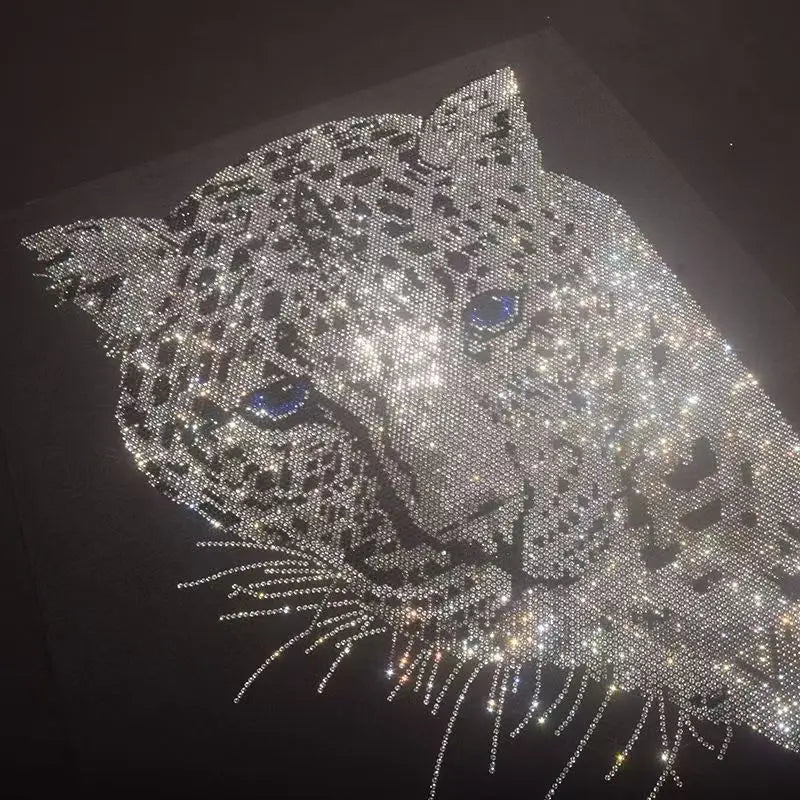 Hot-Fix Leopard Rhinestone Apparel | Sparkling Animal Print Clothing | Edgy Crystal Design