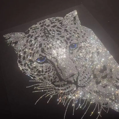Hot-Fix Leopard Rhinestone Apparel | Sparkling Animal Print Clothing | Edgy Crystal Design