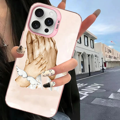 Baby Mom Daughter Son Dad Hand Phone Case For IPhone 16 15 14 13 12 11 Pro Max X XR XSMAX 8 7 Plus Matte Shockproof Back Cover