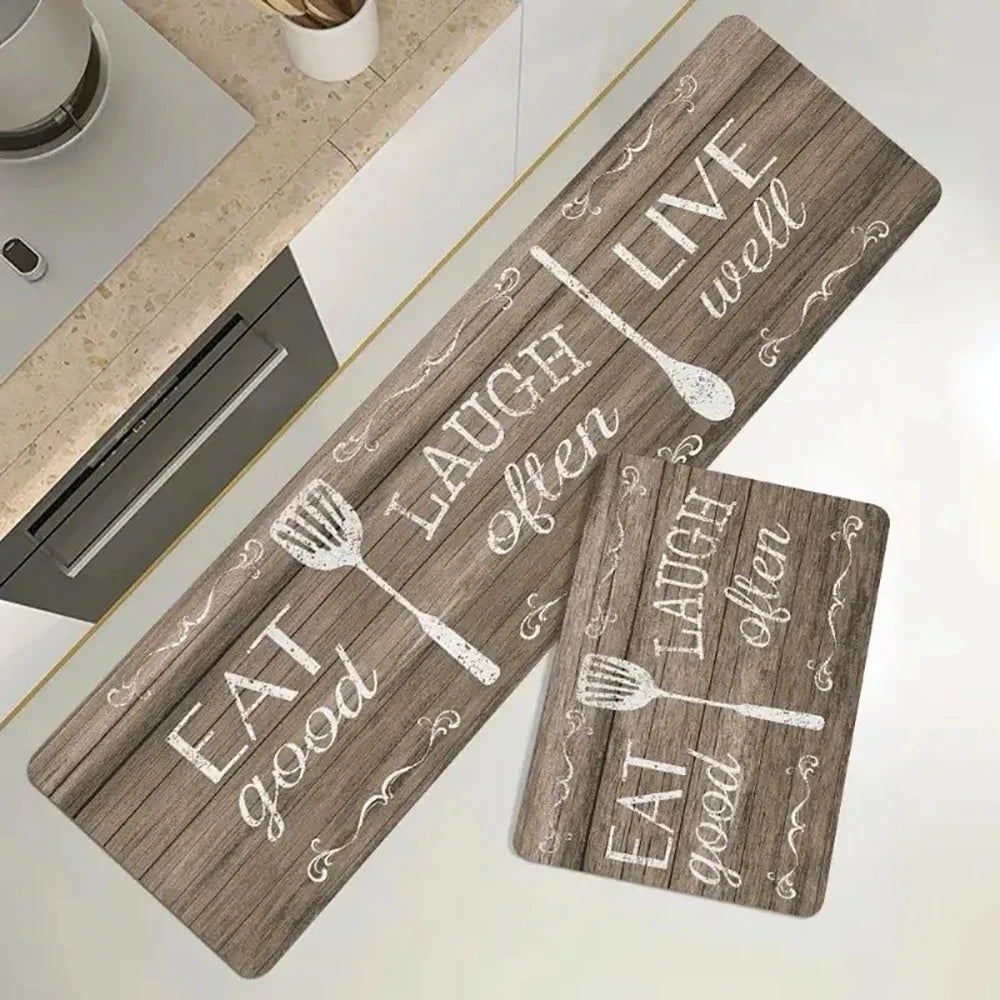 Kitchen Cutlery Knife and Fork Theme Washable Stain-resistant Foot Mat Carpet Kitchen Living Room Entrance Absorbent Door Mats