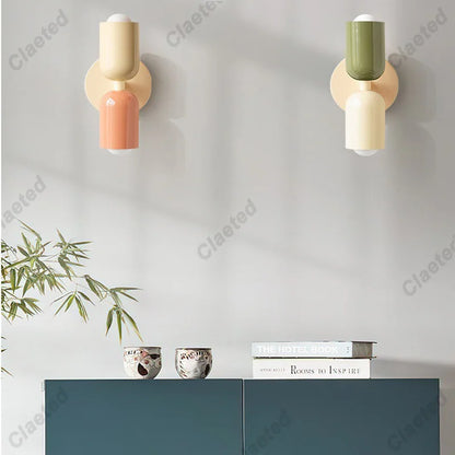 LED Wall Lamp Modern Simple Cream Double Head Light for Living Room Bedroom Besides Study Interior Decoration Fixture