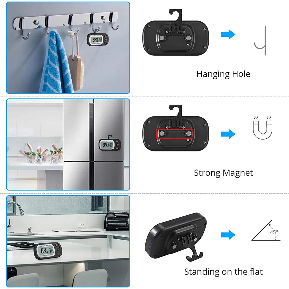 LCD Display Magnetic Refrigeration Refrigerator Hanging Freezer Thermometer Kitchen Tool Fridge Temperature Meter