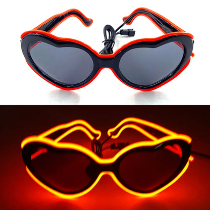 Light Up LED Glasses 5 Colors Heart Shape Glow Glasses Glow in The Dark Party Supplies Neon Party Favors for Kids Adults