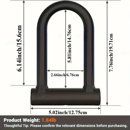 Bike Lock Heavy Duty Anti Theft Bike U Lock with Security Steel Cable Shackle Bicycle U-Locks with Key & Sturdy Mounting Bracket