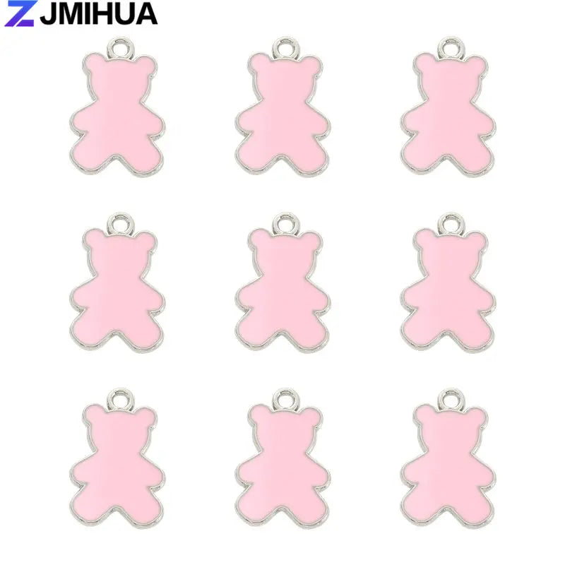 15pcs Enamel Charms Cute Bear Pendants Charms For Jewelry Making Supplies DIY Handmade Earrings Bracelets Findings Accessories