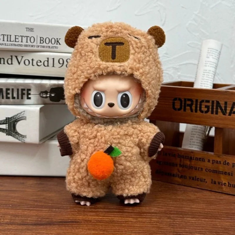 Cute Labubu Doll Costume 17 Cm Labubu Clothes Rubber-Coated Figurines Overalls Baby Dresses Summer Labubu Outfits Holiday Gift