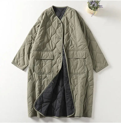 Oversized Women Parkas Overcoat New  Autumn Winter Lightweight Down Cotton Jacket Female Long Warm Padded Jacket Single-breasted