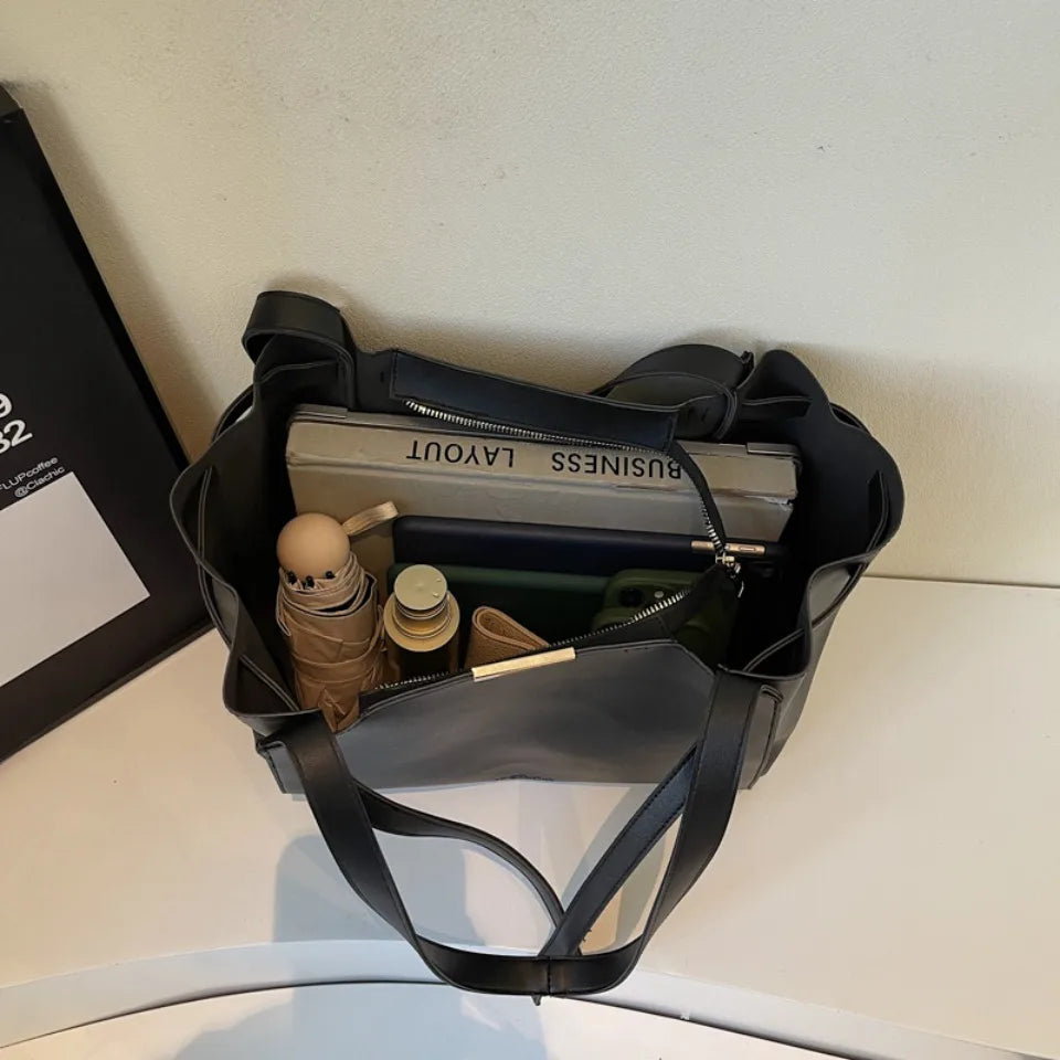 Big Shoulder Hand Commuting Bags for Women Large Capacity Drawstring Bucket Shopping Totes Top-Handle Bag 2025 Latest Handbags