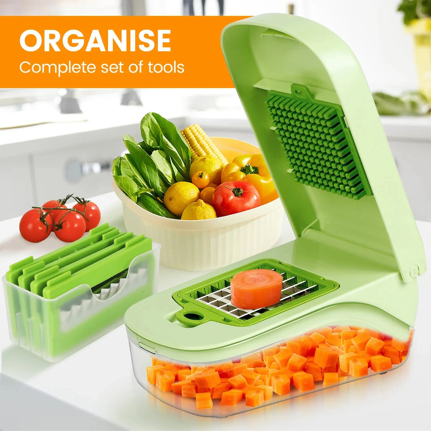 7/17 in 1 Multifunctional Vegetable Chopper - Food Grate Vegetable Slicer Food Dicer Cut Kitchen Items for Cooking & Meal Prep