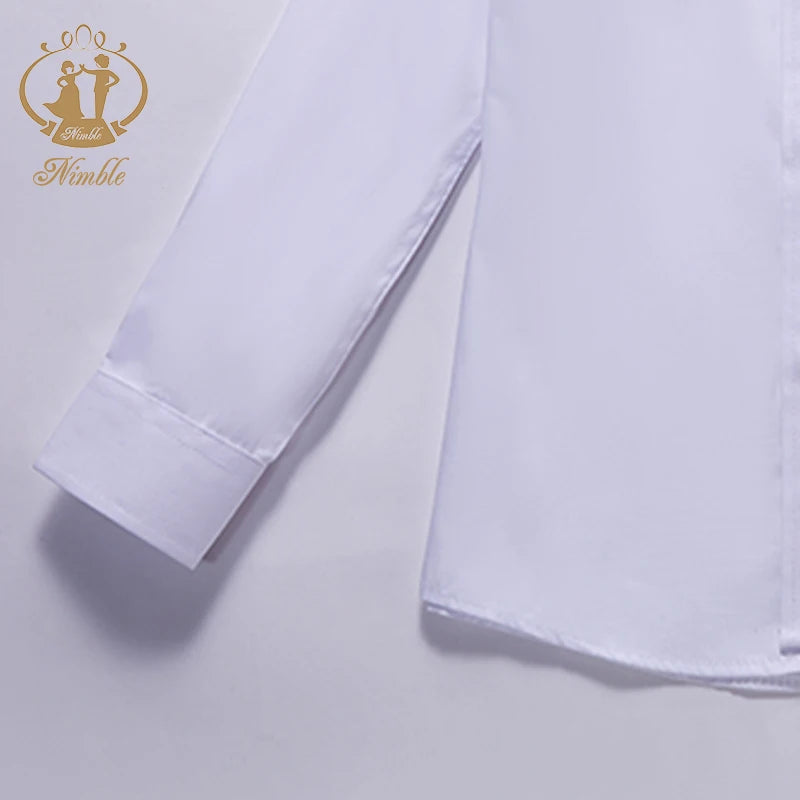 Baby white shirt 2025 Spring Autumn New Formal Long Sleeve blouse for Boys Turn Down Collar Blouse Coat Teenage Tops 3M-7 Years