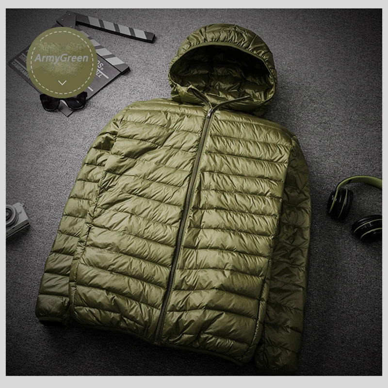 90% White Duck Down Hooded Jackets Warm Coat Parka Men Portable Outwear Mens Coat Autumn Winter Ultralight Thin Down Jacket