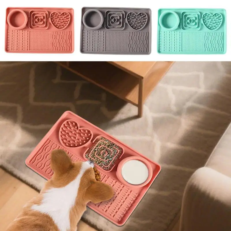 6 In1 Pet Licking Pads Silicone Dog Food Mat Non-slip Slow Feeder Bowl Interactive Puzzle Toy For Boredom Relief Enhance Sensory