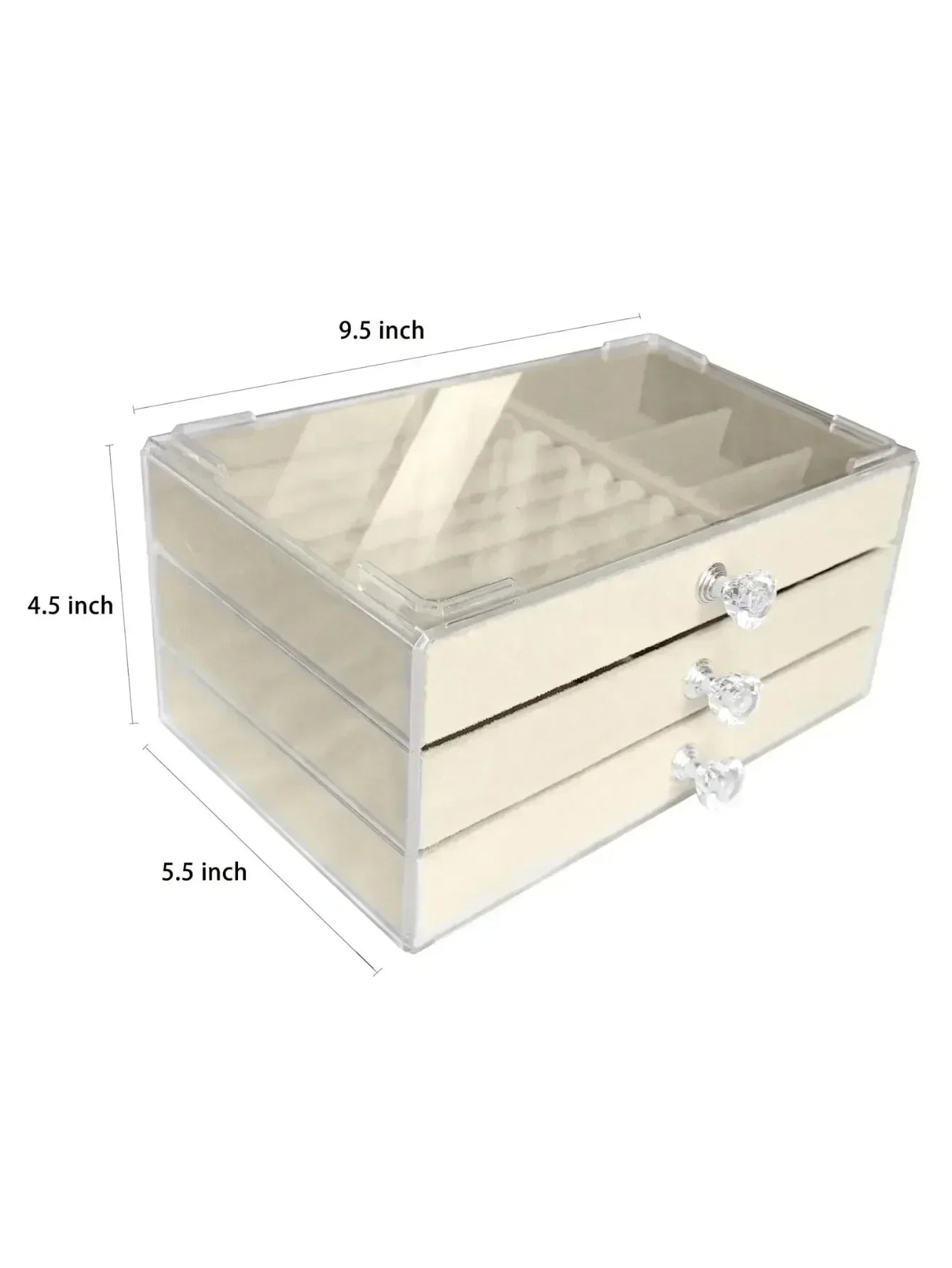 Organizer Box  Acrylic Velvet Jewelry Organizer with 3 Drawers Stackable Display Storage Earrings Necklace Bracelets Box Holder
