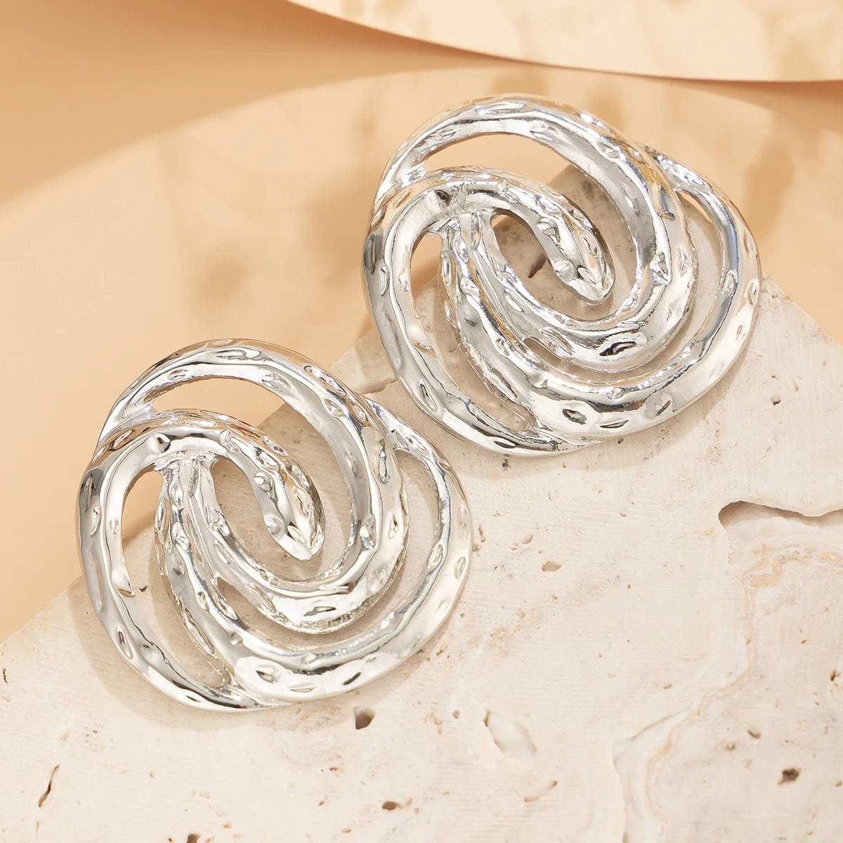 Ingemark Unique Punk Hollow Geometric Spiral Circle Stud Earrings for Women Girls Fashion Retro Piercing Earring Party Jewelry