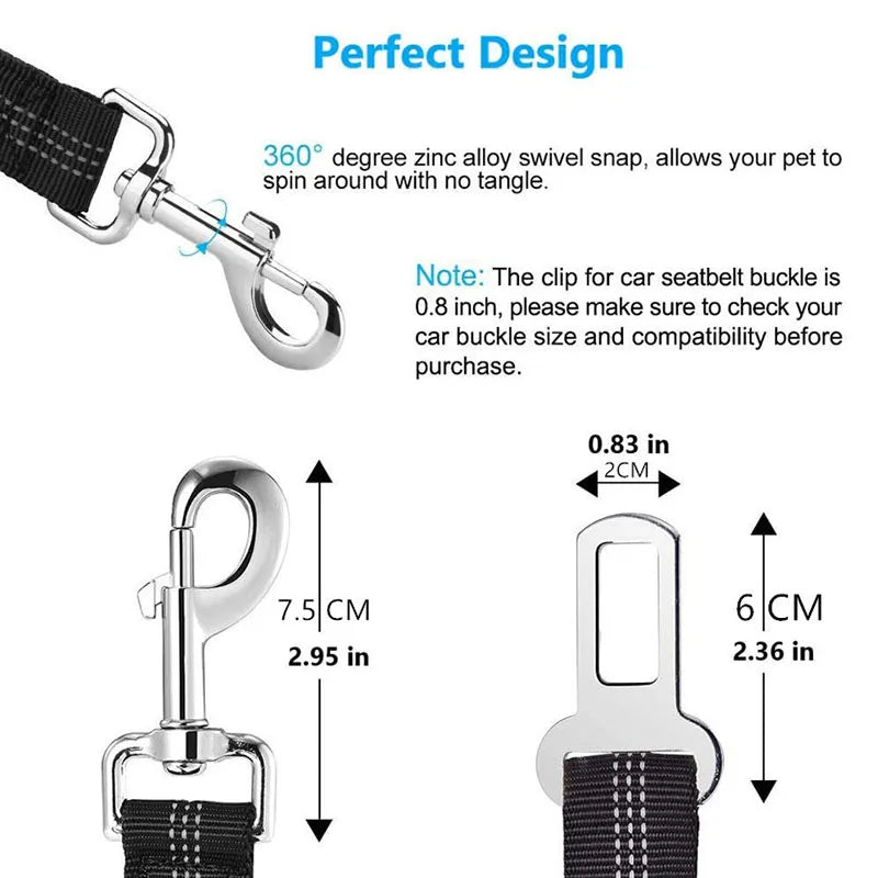 Adjustable Dog Car Seat Belt - Retractable Elastic Safety Leash with Shock Absorption, Pet Car Safety Harness for Dogs