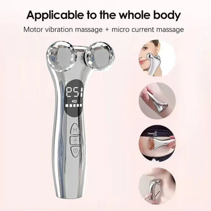 4D Roller Facial Massager EMS Face Lift Device V-Face Slimmer Skin Tightening Double Chin Remover Eye Care Vibration Massager