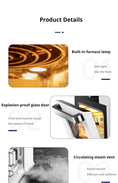 High-end smart air fryer, baking and frying dual-purpose, fully automatic and efficient touch-screen air steam oven for commerci