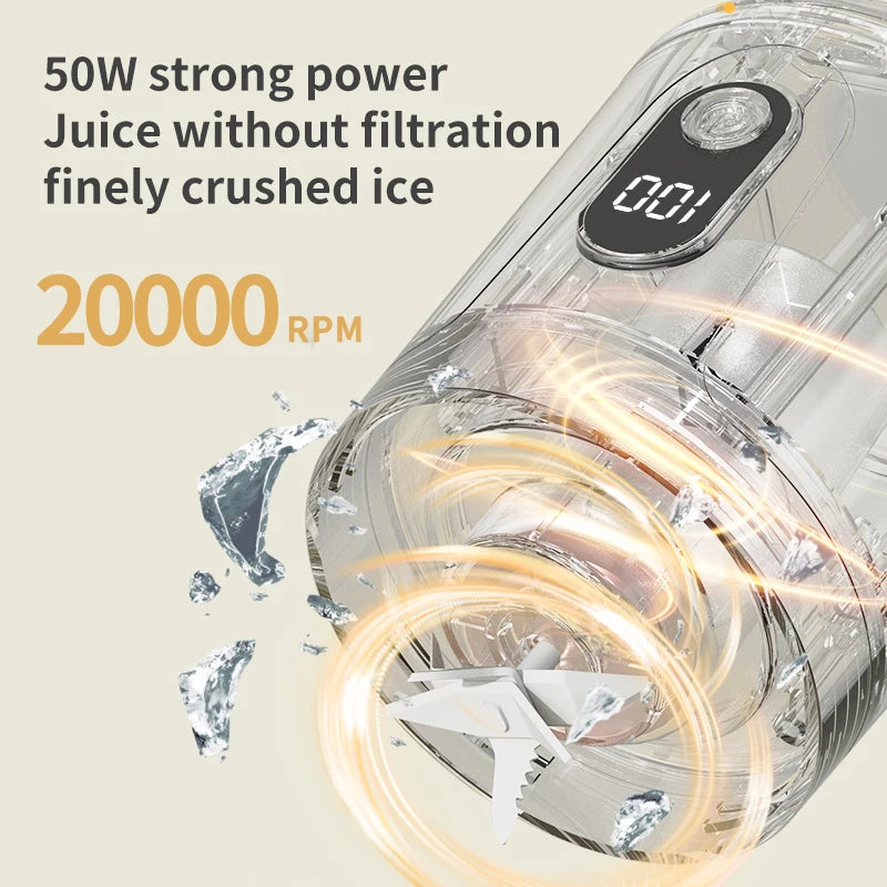 Portable Juice Blender 600ml 12 Blades Fast Blending USB Rechargeable For Outdoor Milkshake Smoothie Electric Juicing Cup