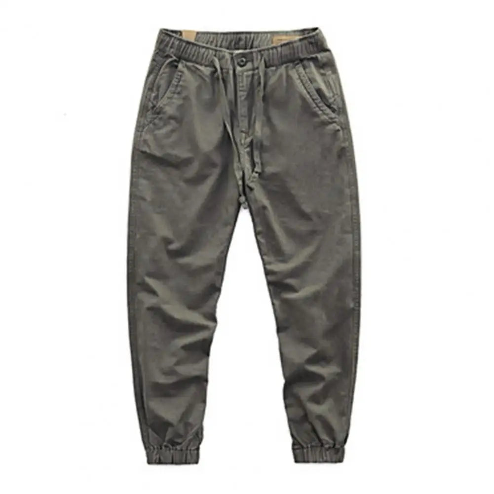 Cargo Pants Trousers for Men 2022 Casual Multi Pockets Stretchy Cuffs Thin Drawstring Elastic Waist Men Fitness Pants