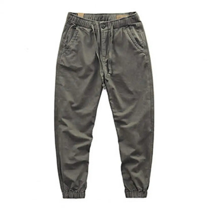 Cargo Pants Trousers for Men 2022 Casual Multi Pockets Stretchy Cuffs Thin Drawstring Elastic Waist Men Fitness Pants