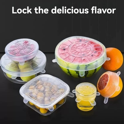 6pcs Reusable Silicone Stretch Lids For Food Bowls - Multifunctional Fruit And Vegetable Fresh-Keeping Cover