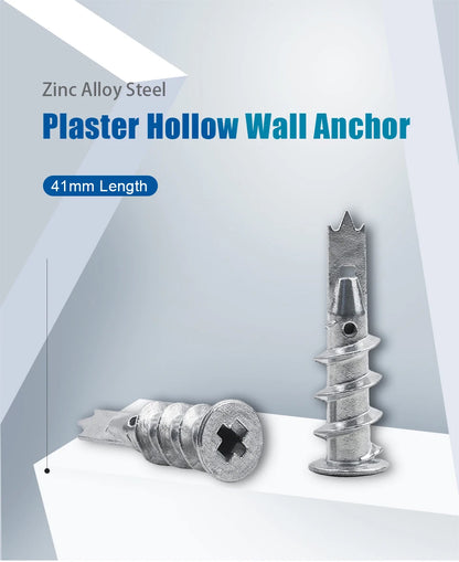 NINDEJIN 10/20/25pcs Zinc Alloy Steel Self-drilling Anchor 13*41mm Plasterboard Drywall Anchor Hollow Wall Anchor