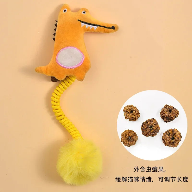 Interactive cat toy, fruit, spring, crocodile, Tiger, avocado, to relieve boredom toy
