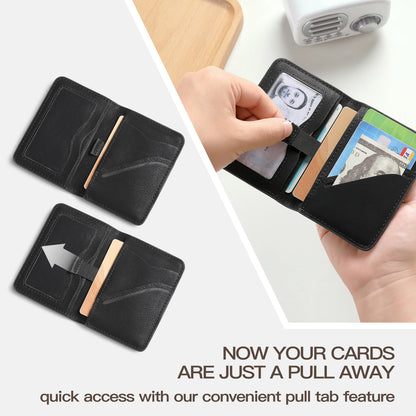 Rfid Blocking Leather Front Pocket Wallet For Men Slim Minimalist Men's Credit Card Holder Ultra Thin Wallet Male With ID Window