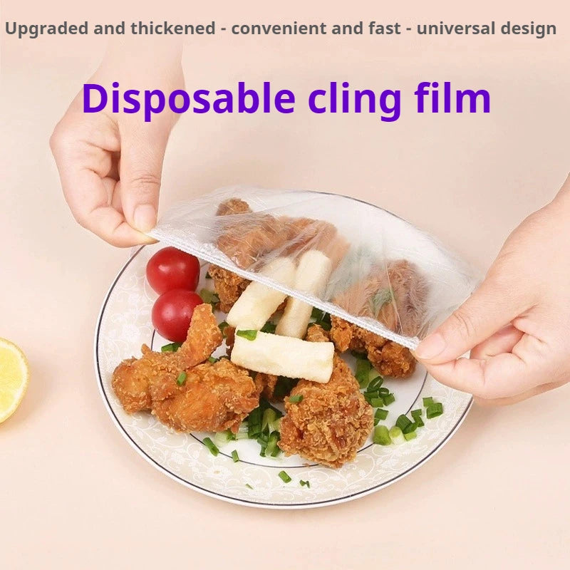 100-Pack Reusable Elastic Food Storage Covers Transparent Stretchable Plastic Bowl Plate Wrap Unscented Alternative to Foil