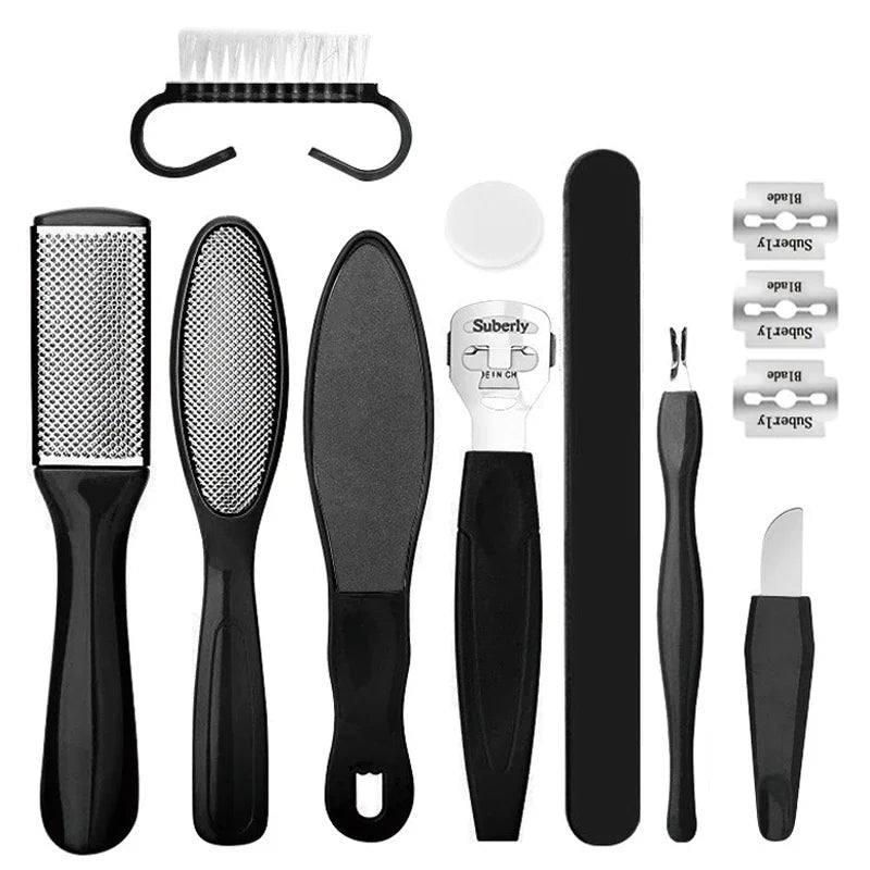 27PCS Foot Care Tool Pedicure Manicure Kit Set Stainless Steel Peeling Exfoliating Callus Dead Skin Remover Foot Scrubbing Brush